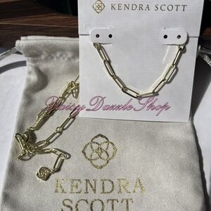 ✨New Kendra Scott Courtney Paperclip Necklace Fashion Jewelry Gold ✨